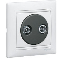 Розетка в сборе Legrand Valena, 2x TV/R, кат. 5е, экр., внутренняя, 51х58 мм (ВхШ), цвет: белый, (LEG.774433)