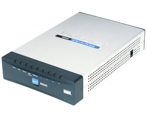 Маршрутизатор Cisco, Small Business, портов: 6, LAN: 4, WAN: 2, скорость мб/с: 100, 38,5х130х200 мм (ВхШхГ), цвет: серый, стандарт 802.3u, RV042
