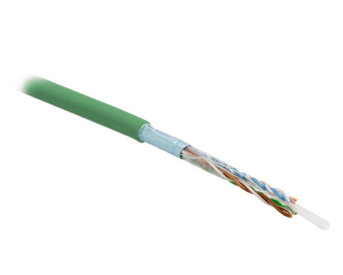 Кабель витая пара Hyperline FUTP4-C5E-S24-IN-PVC, PVC, F/UTP, кат. 5е, проводник Ø 0,51мм, 305м, тип прокладки: внутри зданий, цвет: зелёный