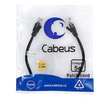 Патч-корд Cabeus PC-UTP-RJ45-Cat.5e-0.3m-BK Кат.5е 0.3 м черный