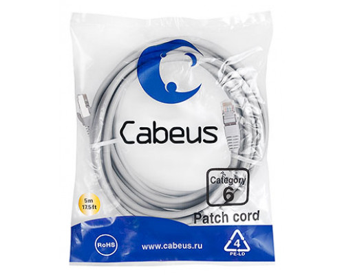 Патч-корд Cabeus PC-FTP-RJ45-Cat.6-5m-LSZH Кат.6 5 м серый
