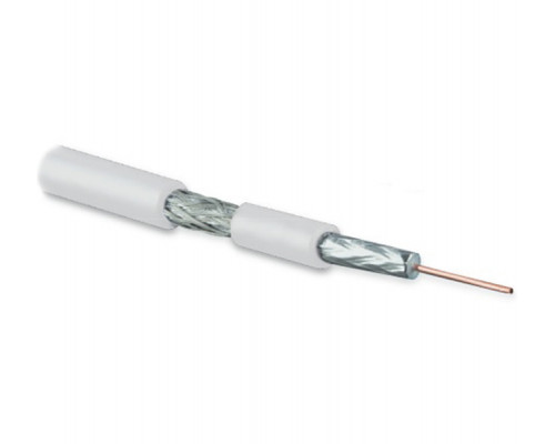 Кабель коаксиальный Hyperline COAX-SAT703N, PVC, двухслойный экран (100% + 45%), 75 +/-3 Ом, бухта, 500 м, d 6,6, цвет: белый