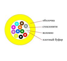 Кабель ВО Datarex Tight Buffer,  12хОВ, OS2 9/125, LSZH (нг(A)-HFLTx), Ø 7,5мм, барабан, универсальный, небронированный, цвет: жёлтый