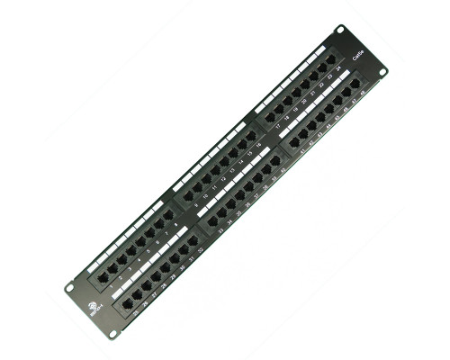 Комм. патч-панель BNH, 19", 2HU, портов: 48 х RJ45, кат. 5е, универсальная, неэкр., цвет: чёрный, (B100.2-48-5E-UNB)