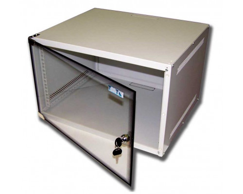 Шкаф телекоммуникационный настенный TWT Lite, 19", 6U, 368х600х450 мм (ВхШхГ), дверь: стекло, разборный, цвет: серый