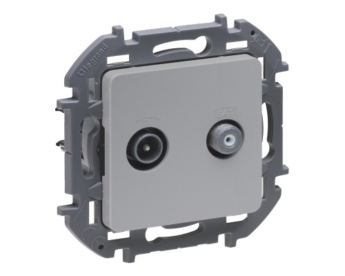 Розетка в сборе Legrand INSPIRIA, 2x TV/SAT, экр., внешняя, 75,8х75,8 мм (ВхШ), цвет: алюминий, (LEG.673882)