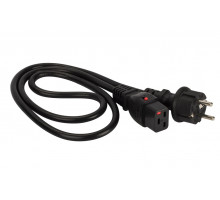 Шнур для блока питания Lanmaster, IEC 60320 С19, вилка Schuko, 3 м, 16А, с защитой подключения, цвет: чёрный