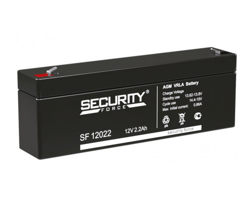 Аккумулятор Delta Battery SF, 60х35х178 мм (ВхШхГ) 12V/2,2 Ач, цвет: чёрный, (SF 12022)