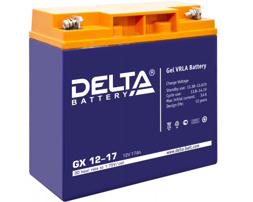 Аккумулятор для ИБП Delta Battery GX, 167х77х181 мм (ВхШхГ),  необслуживаемый электролитный,  12V/17 Ач, цвет: синий, (GX 12-17)