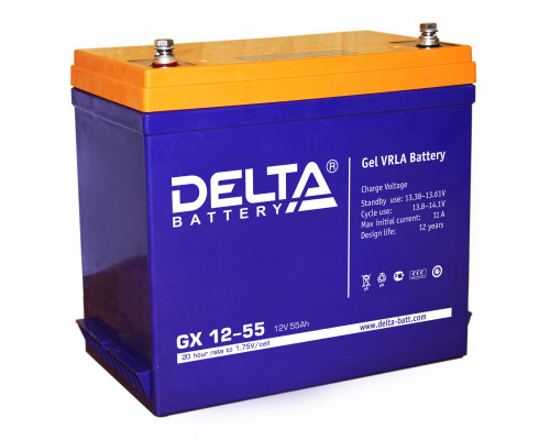 Аккумулятор для ИБП Delta Battery GX, 235х132х239 мм (ВхШхГ),  необслуживаемый электролитный,  12V/55 Ач, цвет: синий, (GX 12-55)