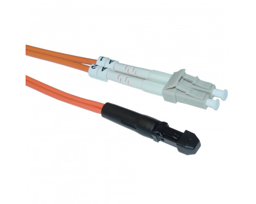 Комм. шнур оптический Hyperline, Duplex LC/MTRJM, OM2 50/125, LSZH, 2м, Ø 2мм, серый хвостовик, цвет: оранжевый