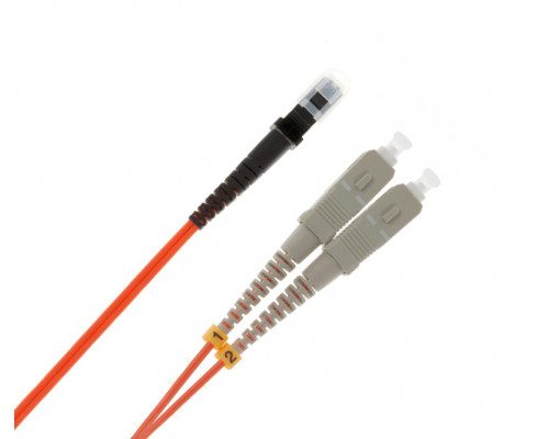 Комм. шнур оптический Hyperline, Duplex SC/MTRJF, OM2 50/125, LSZH, 2м, Ø 2мм, серый хвостовик, цвет: оранжевый