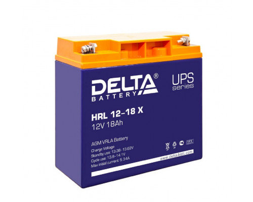 Аккумулятор для ИБП Delta Battery HRL-X, 167х77х151 мм (ВхШхГ),  необслуживаемый свинцово-кислотный,  12V/18 Ач, цвет: синий, (HRL 12-18 X)