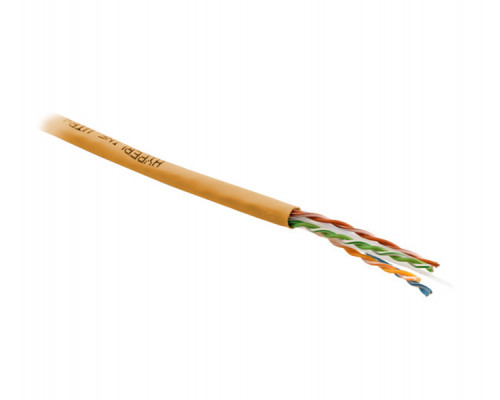 Кабель витая пара Hyperline UUTP4-C6-S23-IN-PVC, PVC, U/UTP, кат. 6, проводник Ø 0,55мм, 305м, тип прокладки: внутри зданий, цвет: оранжевый