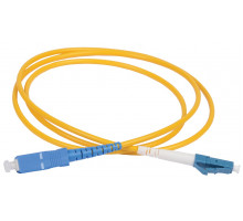 Комм. шнур оптический ITK, Simplex SC/LC (UPC/UPC), OS2 9/125, LSZH, 3м, белый/синий хвостовик, цвет: жёлтый