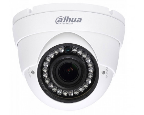Видеокамера HDCVI Dahua, купольная, помещ./улица, 1 Мп, 1/3’, 1280x720, 25к/с, ИК-фильтр, цв: 0,05лк, объе-в: 2,7мм, DH-HAC-HDW1100RP-VF