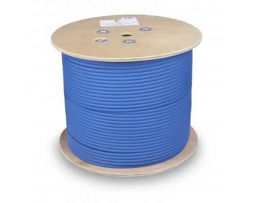 Cabeus SSTP-4P-Cat.8-SOLID-IN-LSZH-BL Кабель экранированная витая пара SSTP (S/FTP), категория 8 (40G, 2000 MHz), 4 пары (23 AWG), LSZH, нг(А)-HF (305 м)