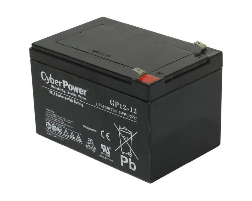 Аккумулятор для ИБП CyberPower, 100х80х170 мм (ВхШхГ),  Необслуживаемый свинцово-кислотный,  12V/12 Ач, цвет: чёрный, (GP12-12)