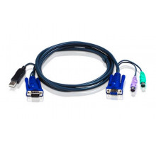 Шнур ввода/вывода Aten, USB (Type A), 1.8 м, встроенный конвертер PS/2-USB, (2L-5502UP)