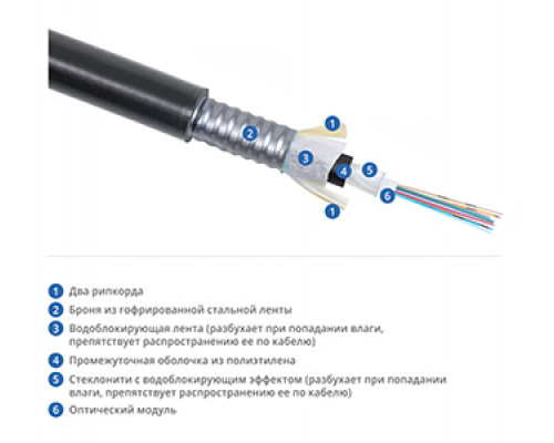 Оптоволоконный кабель 50/125 OM2 многомодовый Cabeus CLT-A-5-01X08-Z-PE-ARM-PE-DD-OUT-40