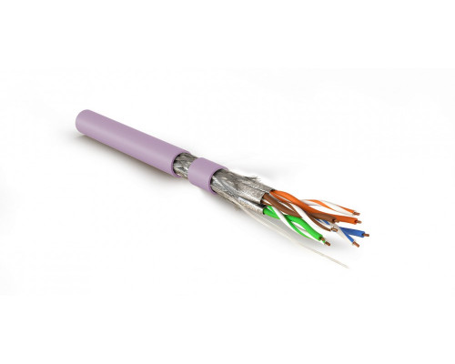 Кабель витая пара Hyperline SFTP4-C7-P26-IN-LSZH, LSZH (нг(A)-HF), S/FTP, кат. 7, проводник Ø 0,48мм, 500м, тип прокладки: внутри зданий, цвет: розовы