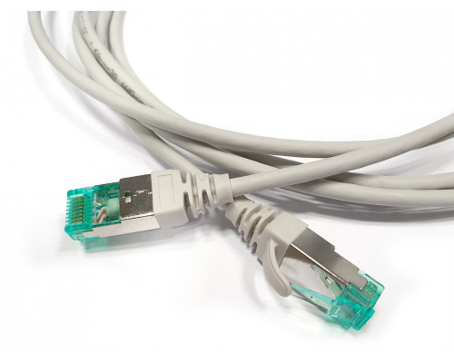 Шнур комм. Hyperline, кат. 6A, экр., S/FTP, RJ45/RJ45, LSZH, AWG30 1.5м, серый