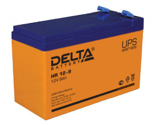 Аккумулятор для ИБП Delta Battery HR, 100х65х151 мм (ВхШхГ),  Необслуживаемый свинцово-кислотный,  12V/9 Ач, цвет: оранжевый, (HR 12-9)