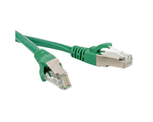 Шнур комм. Hyperline, кат. 5е, экр., SF/UTP, RJ45/RJ45, LSZH, AWG26 1м, зелёный