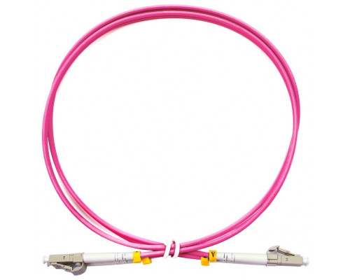 Комм. шнур оптический BNH Tight Buffer, Duplex LC/LC (UPC/UPC), OM4 50/125, LSZH, 5м, Ø 3мм, серый хвостовик, цвет: маджента