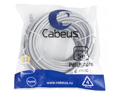Патч-корд Cabeus PC-UTP-RJ45-Cat.5e-20m Кат.5е 20 м серый