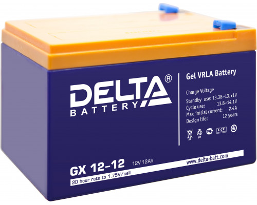 Аккумулятор для ИБП Delta Battery GX, 101х95х151 мм (ВхШхГ),  необслуживаемый электролитный,  12V/12 Ач, цвет: синий, (GX 12-12)