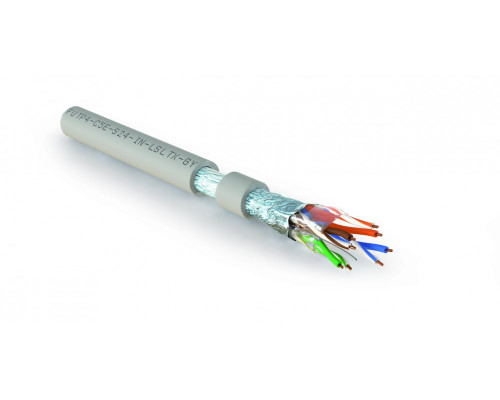 Кабель витая пара Hyperline FUTP4-C5E-S24-IN-LSLTX, Hг(A)-LSLTx, F/UTP, кат. 5е, проводник Ø 0,51мм, 305м, тип прокладки: внутри зданий, цвет: серый