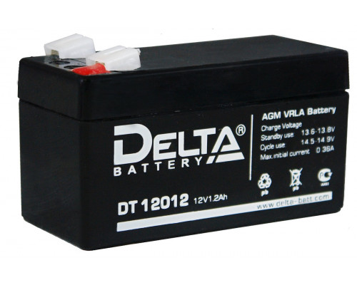 Аккумулятор для ИБП Delta Battery DT, 59х44х97 мм (ВхШхГ),  Необслуживаемый свинцово-кислотный,  12V/1,2 Ач, цвет: чёрный, (DT 12012)