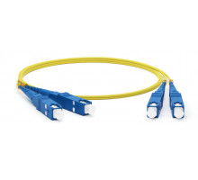 Комм. шнур оптический Hyperline, Duplex SC (UPC)/SC (UPC), OS2 9/125, LSZH, 1м, Ø 2мм, синий хвостовик, цвет: жёлтый