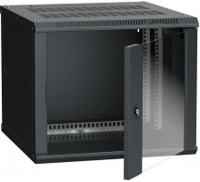 Шкаф навесной ITK LINEA W, 19&quot;, 9U, 500х600х600 мм (ВхШхГ), дверь: стекло, разборный, цвет: чёрный
