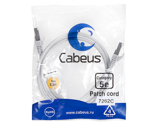 Патч-корд Cabeus PC-FTP-RJ45-Cat.5e-1m Кат.5е 1 м серый