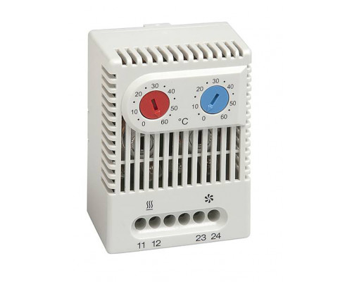 Термостат STEGO ZR 011, 67х50х46 мм (ВхШхГ), на DIN-рейку, для нагревателя, 250V, разноцветный, диапазон настройки (NC) от -10°C до +50°C, (NO) от +20