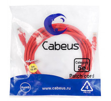 Патч-корд Cabeus PC-UTP-RJ45-Cat.5e-5m-RD Кат.5е 5 м красный