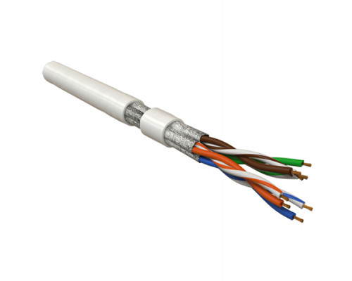 Кабель витая пара Hyperline UFTP4-C6-P26-IN-LSZH, LSZH (нг(A)-HF), U/FTP, кат. 6, проводник Ø 0,48мм, 100м, тип прокладки: внутри зданий, цвет: белый