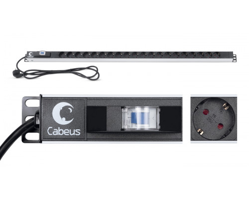 Блок розеток для 19" шкафов 16А Cabeus PDU-16-20S-B 20 розеток
