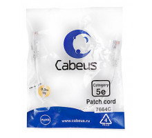 Патч-корд Cabeus PC-UTP-RJ45-Cat.5e-0.3m-WH-LSZH Кат.5е 0.3 м белый