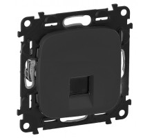 Лиц. панель розеточная Legrand Valena Allure, 1х RJ45, 58х51 мм (ВхШ), плоская, для розетки RJ45, цвет: чёрный (LEG.755418)