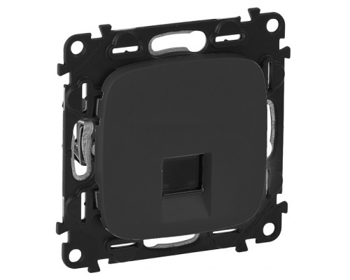 Лиц. панель розеточная Legrand Valena Allure, 1х RJ45, 58х51 мм (ВхШ), плоская, для розетки RJ45, цвет: чёрный (LEG.755418)