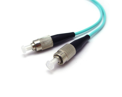 Комм. шнур оптический Hyperline, Duplex FC/FC, OM3 50/125, LSZH, 20м, Ø 2мм, чёрный хвостовик, цвет: голубой