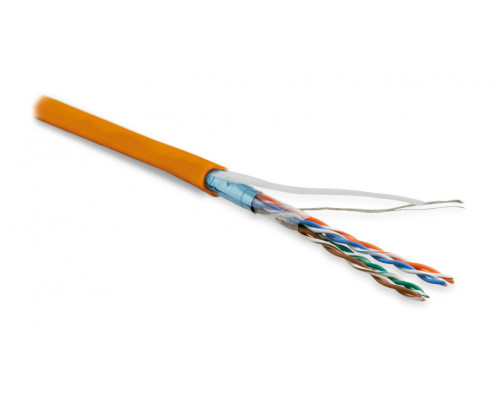 Кабель витая пара Hyperline, LSZH (нг(A)-HF), F/UTP, кат. 5е, проводник Ø 0,48мм, 100м, бухта, тип прокладки: внутри зданий, цвет: оранжевый