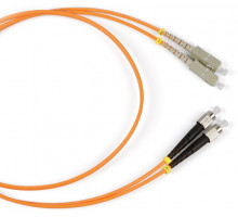 Комм. шнур оптический Hyperline, Duplex ST/SC, OM2 50/125, LSZH, 15м, Ø 2мм, серый хвостовик, цвет: оранжевый