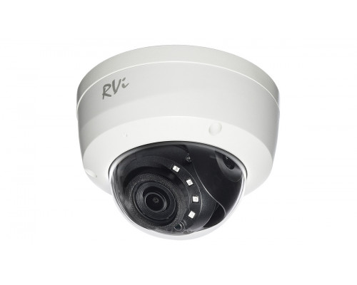Сетевая IP видеокамера RVI, купольная, универсальная, 2Мп, 1/2,9’, 1920х1080, 30к/с, ИК, цв:0,02лк, об-в:2,8мм, RVi-1NCD2024 (2.8) white