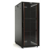 Шкаф телекоммуникационный напольный Hyperline TTB, IP20, 27U, 1388х600х1000 мм (ВхШхГ), дверь: стекло, боковая панель: сплошная, разборный, цвет: чёрн