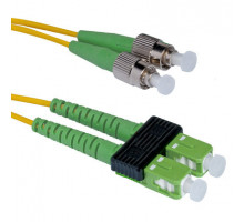 Комм. шнур оптический Hyperline, Duplex ST/SC (APC), OS2 9/125, LSZH, 3м, Ø 2мм, зелёный хвостовик, цвет: жёлтый