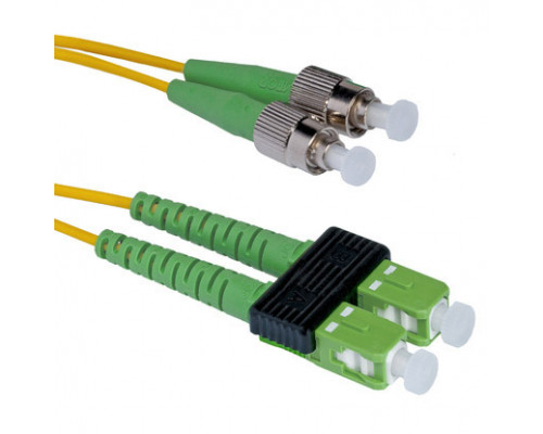 Комм. шнур оптический Hyperline, Duplex ST/SC (APC), OS2 9/125, LSZH, 3м, Ø 2мм, зелёный хвостовик, цвет: жёлтый